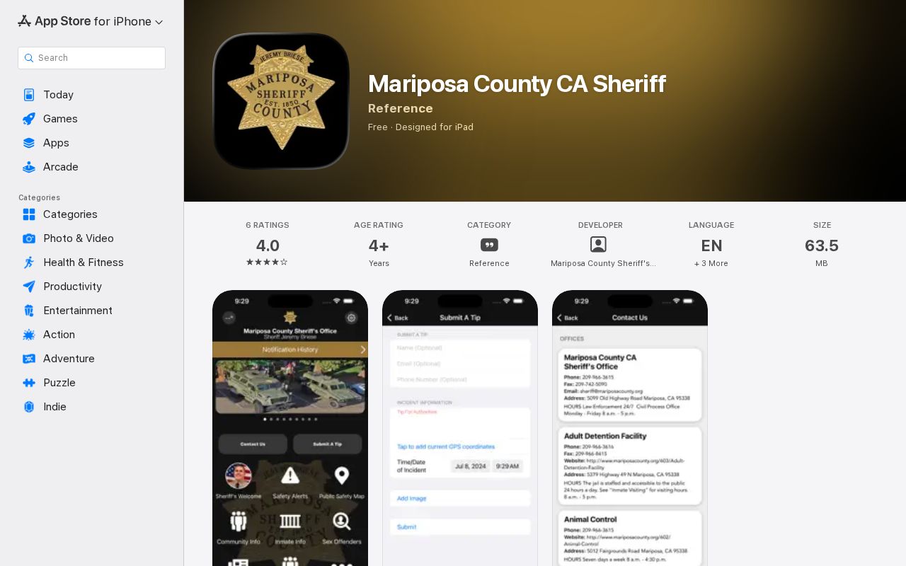 Mariposa County Sheriff app for Mariposa arrest news and public safety tips