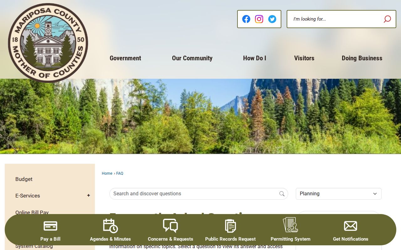 Mariposa County no-incorporated-cities notice for Yosemite Valley arrest jurisdiction